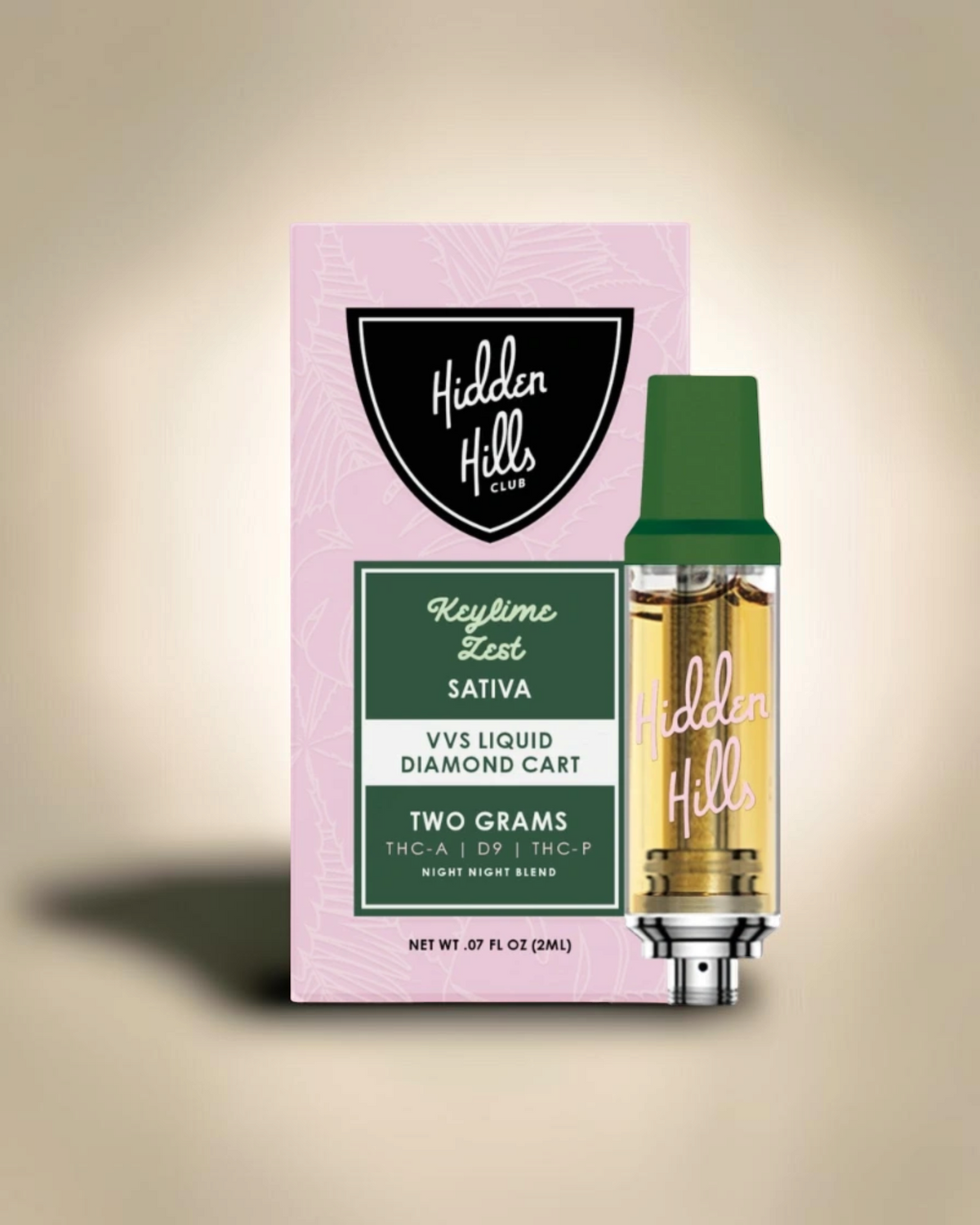 Cartucho VVS Liquid Diamond de Mi tienda, sabor Keylime Zest Sativa de 2 gramos con mezcla Night Night