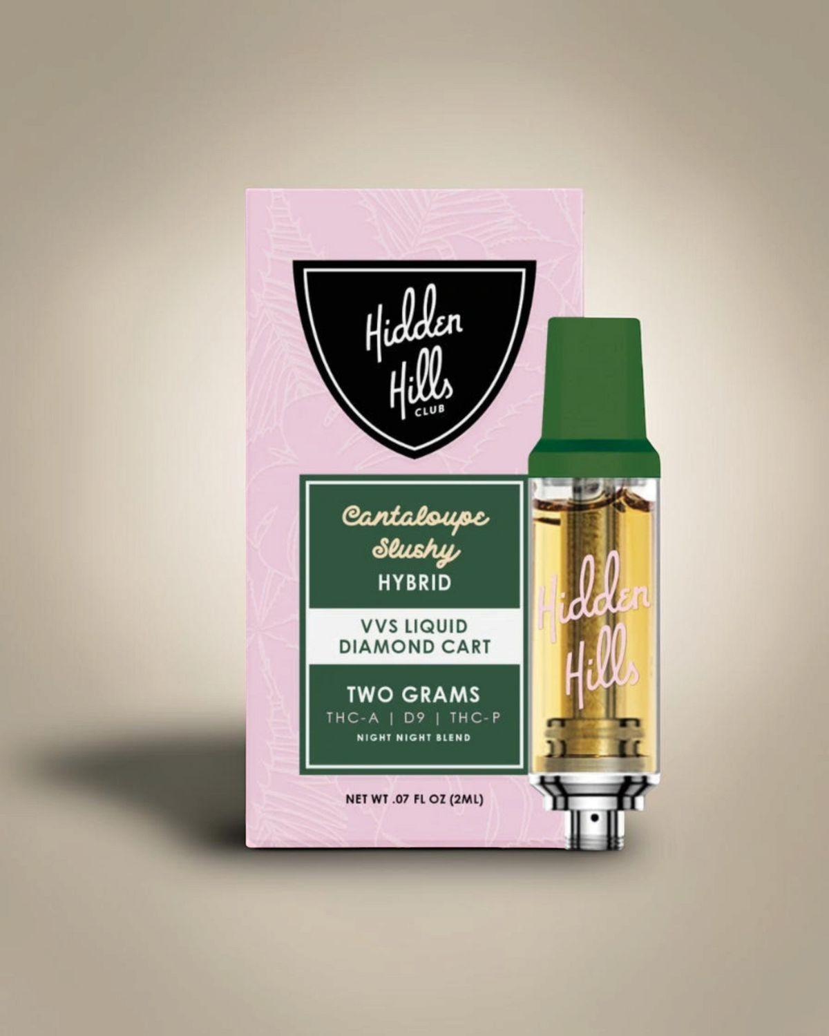 Cartucho de vapeo Mi tienda Hidden Hills Club VVS Liquid Diamond de 2 gramos sabor Cantaloupe Slushy híbrido