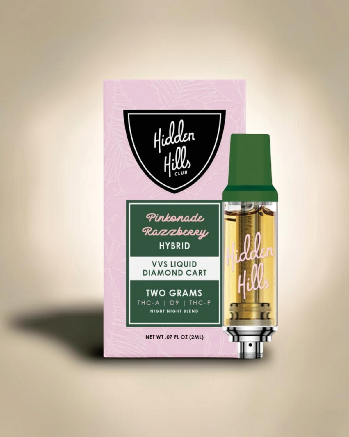 Cartucho Mi tienda Hidden Hills Club VVS Liquid Diamond de 2 gramos con sabor Pinkonade Razzberry y mezcla Night Night