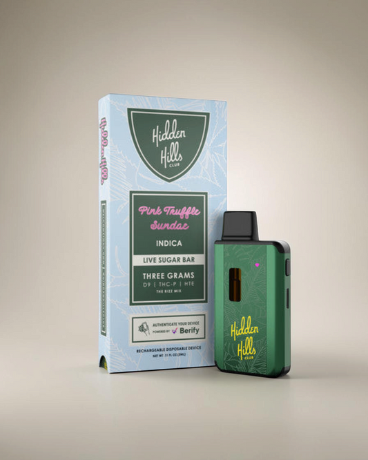 Vaporizador desechable Mi tienda Hidden Hills Club Pink Truffle Sundae de 3 gramos con caja de empaque elegante