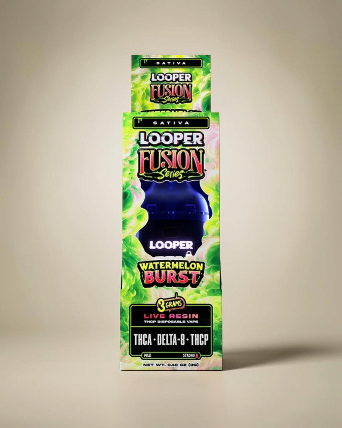 Vaporizador desechable Mi tienda Looper Fusion Series Watermelon Burst con 3 gramos de resina viva y cannabinoides