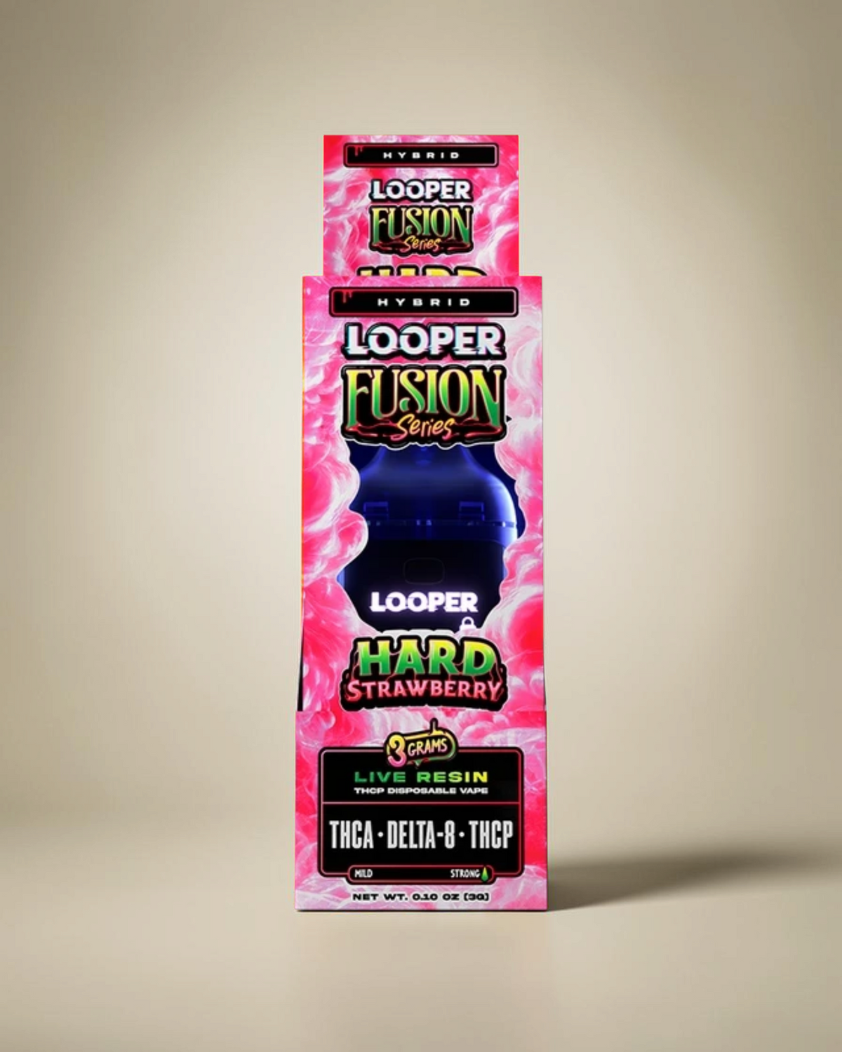 Vaporizador desechable Mi tienda Looper Fusion Series Hard Strawberry con 3 gramos de resina viva y mezcla de cannabinoides