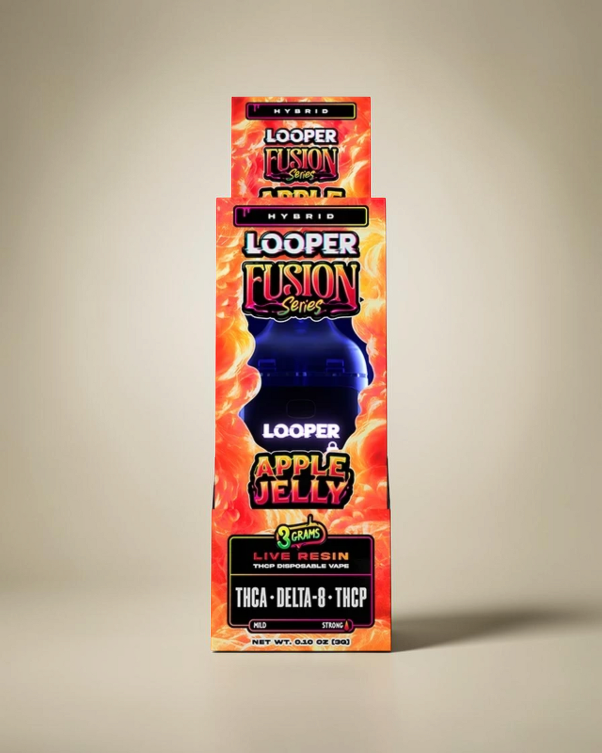 Vaporizador desechable Mi tienda Looper Fusion Series Apple Jelly con 3 gramos de Live Resin, THCA, Delta-8 y THCP.
